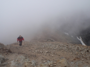 Unfortunately, the cloud came in as we neared the summit, which was biting cold at that height