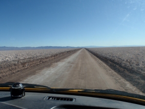 Driving across the Salar de Atacama