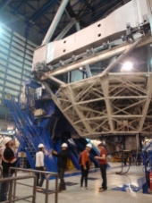 Inside one of the six large telescopes - four of the large ones carry out the research, with the other two on constant mapping programmes. Four smaller ones also on site support the large telescopes.
